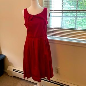 Red vintage style dress with pleated waist